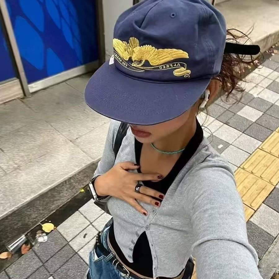 Snapback Hat Flat - 레트로 아메리칸 자수 헤비웨이트 소프트 탑