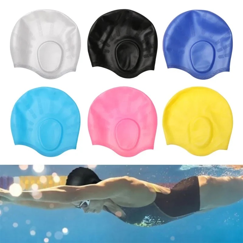 Swim Hat Silicone - 귀 보호 기능이있는 남성 여성을위한 실리콘