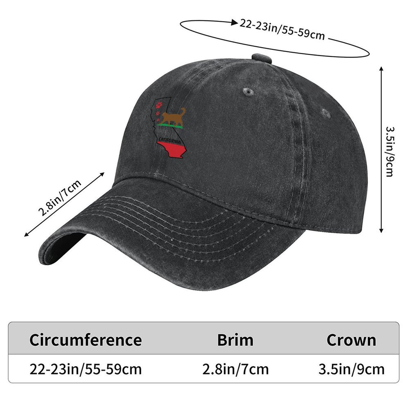 캘리포니아 카티포니아 주 지도 고양이 발자국 야구 모자 - Golf Cap Dad 리뷰 및 가격