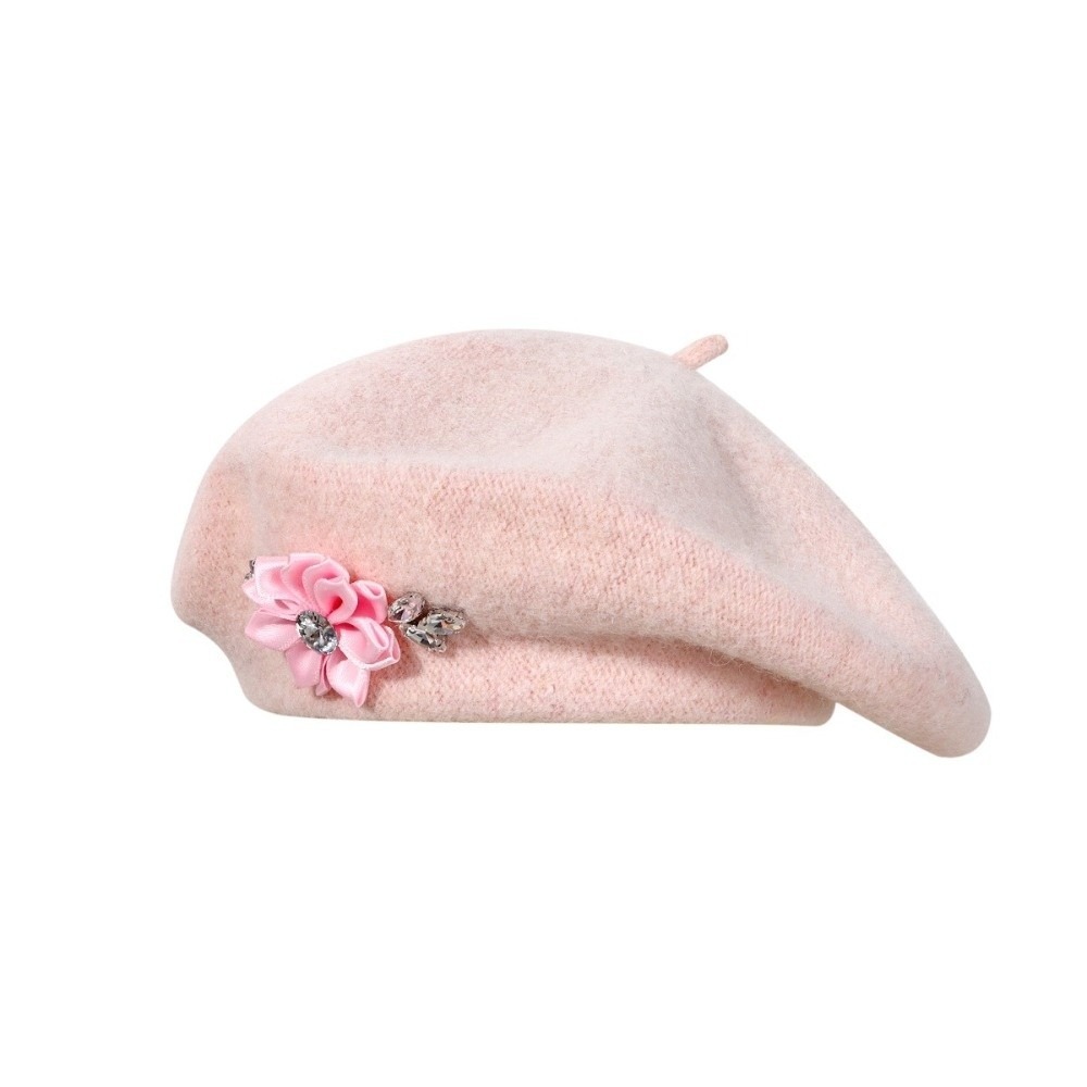 달콤한 단색 울 베레모 크리스탈 장식 부드러운 프랑스  - Beret French Wool 리뷰 및 가격