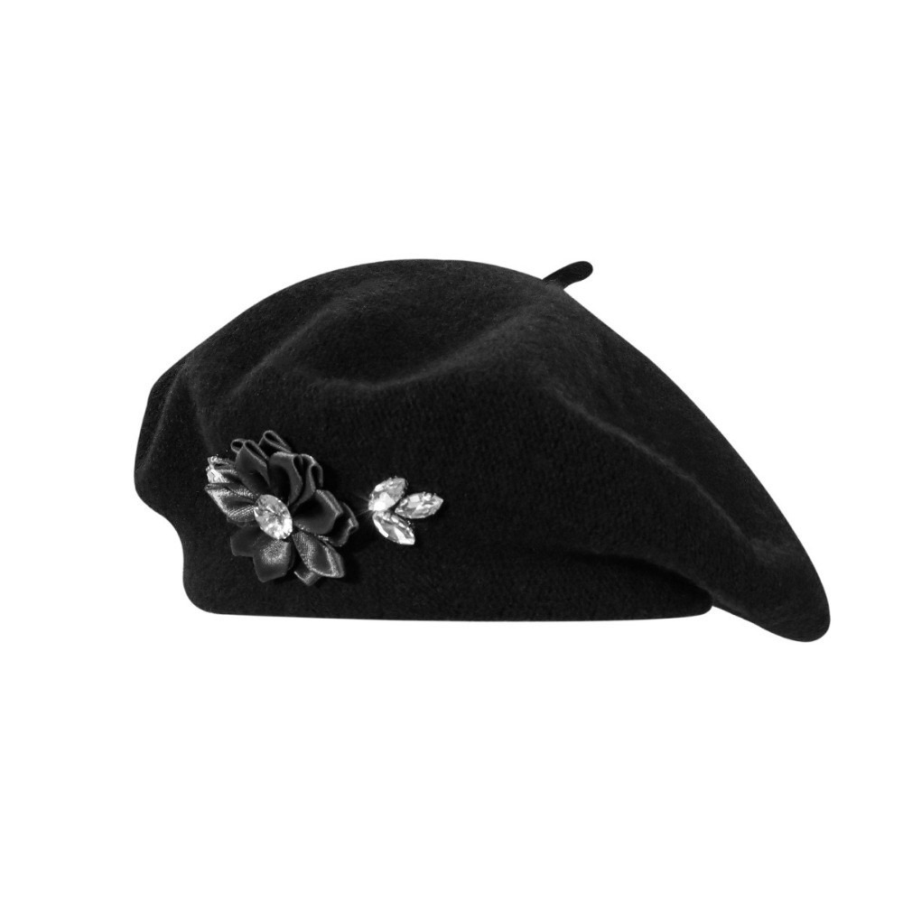 패션 솔리드 컬러 울 베레모 크리스탈 장식 소프트 프렌 - Beret French Wool 리뷰 및 가격